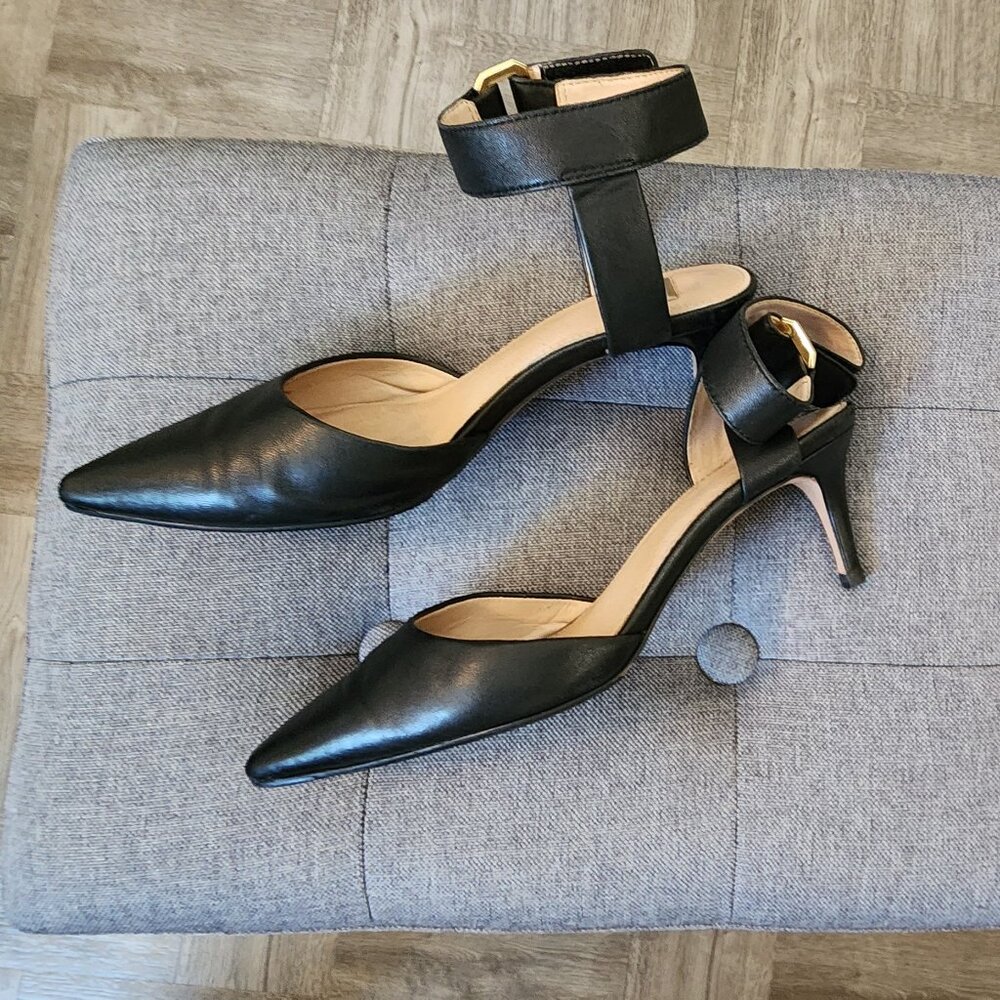 Black Leather 3" Heels